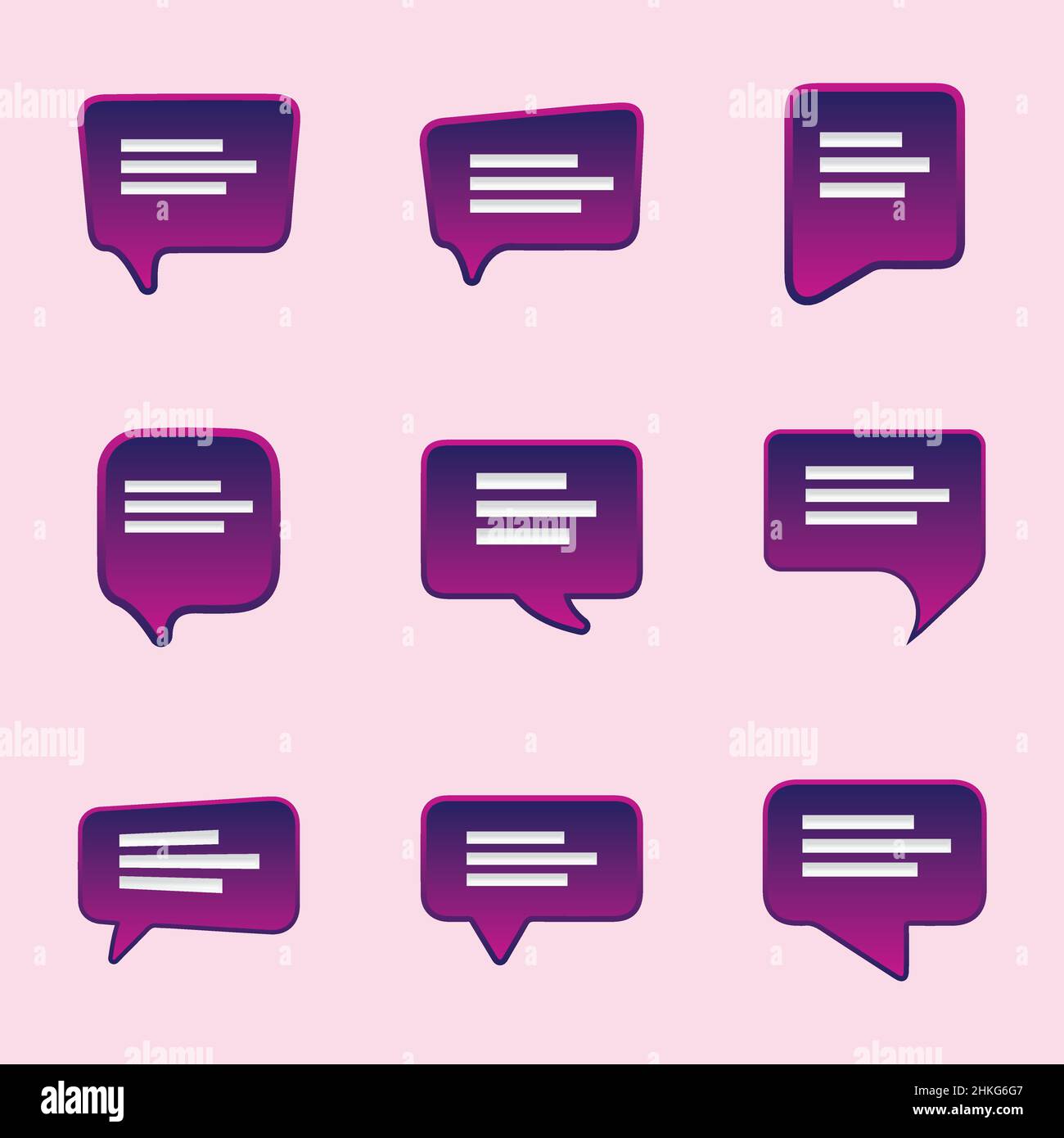 Speech bubbles icons set. Chat speech notification. Isolated vector illustration for chat in flat style. Stock Vector