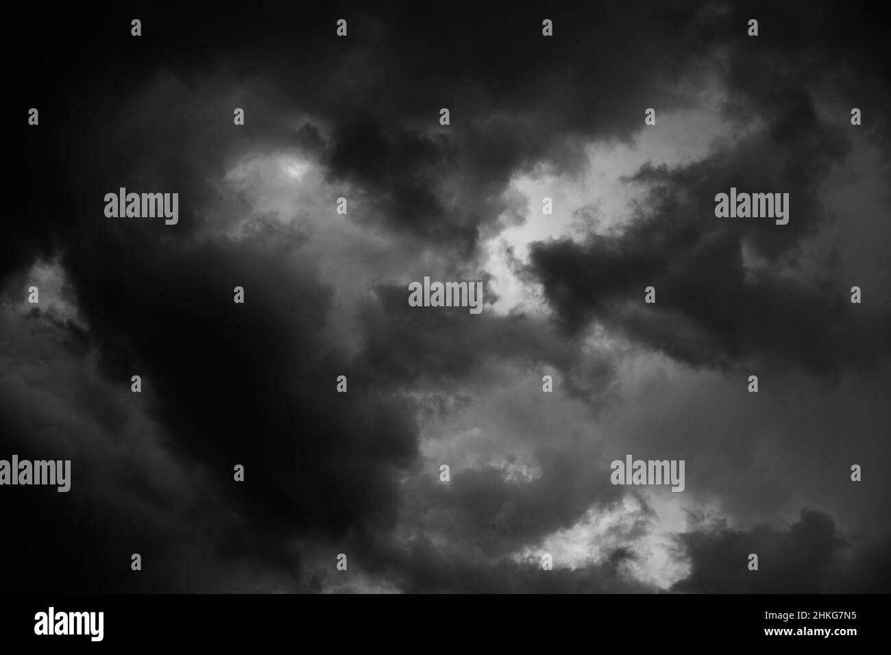 Dramatic sky - Background of dark clouds before thunder-storm Stock Photo