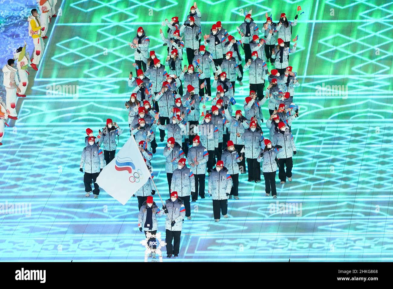 Beijing, China. 04th Feb, 2022. Athletes from the Russian Olympic