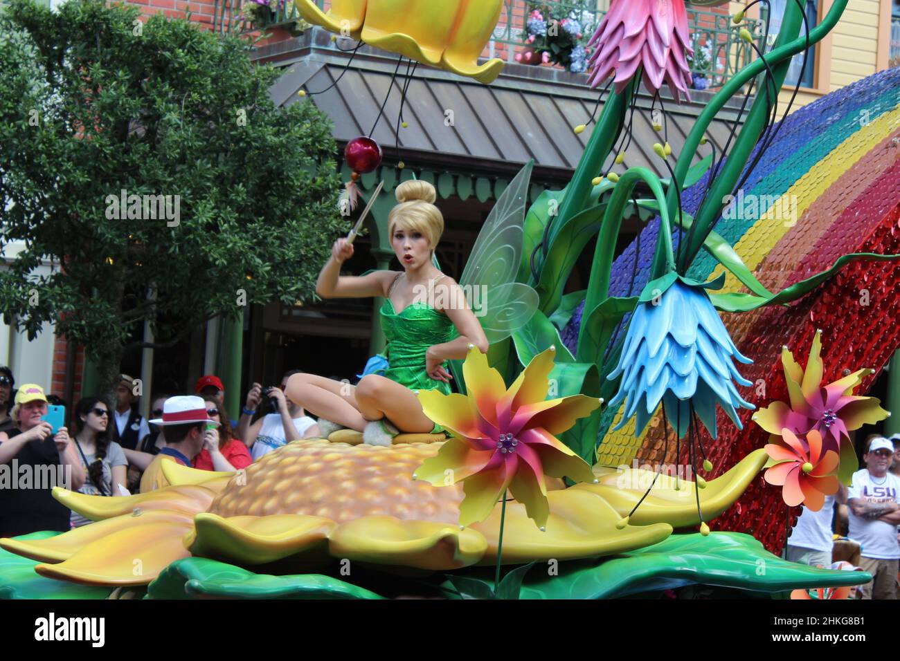 2015.04.11 Tinker Bell at Disney World, Florida during Disney Parade Stock Photo