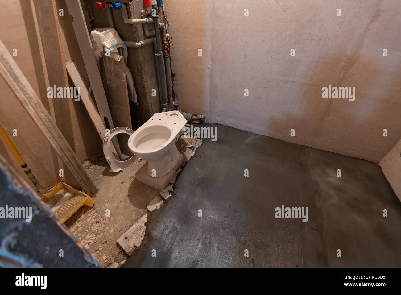Toilet bowl in the bathroom. Repair. Sanitary ceramics. Plumbing. Water