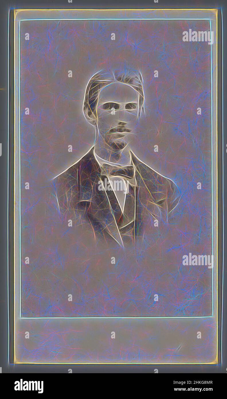 Inspired by Portrait of an unknown man, Andries Jager, Amsterdam, 1870 - 1871, paper, albumen print, height 105 mm × width 60 mm, Reimagined by Artotop. Classic art reinvented with a modern twist. Design of warm cheerful glowing of brightness and light ray radiance. Photography inspired by surrealism and futurism, embracing dynamic energy of modern technology, movement, speed and revolutionize culture Stock Photo