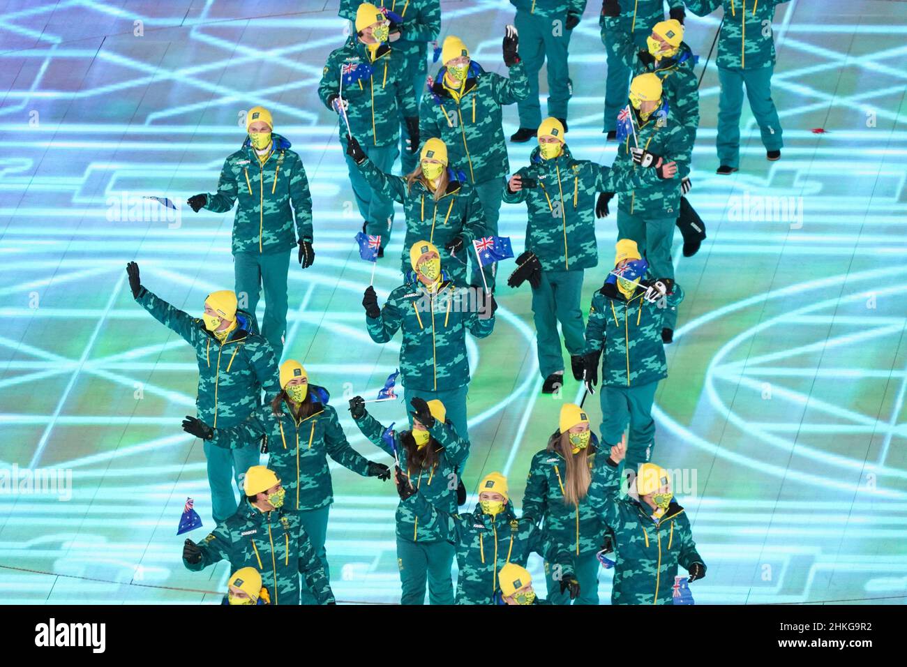 Beijing, China. 04th Feb, 2022. Athletes from Australia arrive at the(01)