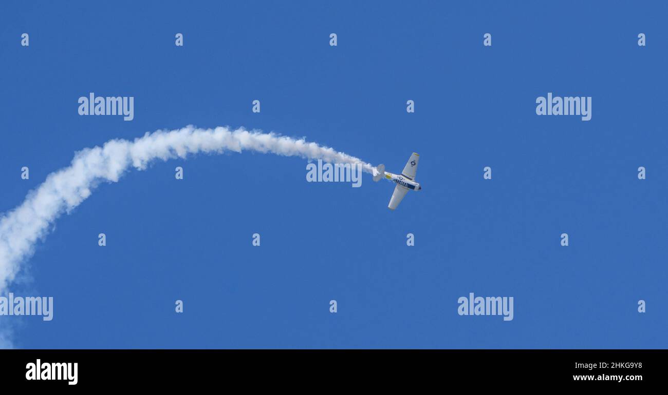 Texan T-6 Plane Aerobatic Performance on Australia Day Perth Stock Photo