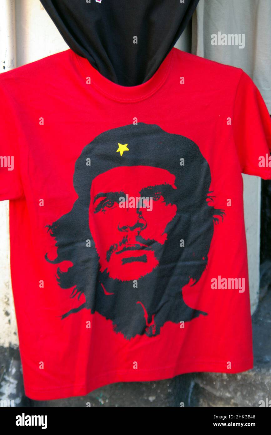 A red T-shirt with the portrait by Alberto Korda, of Che Guevara for sale Stock Photo