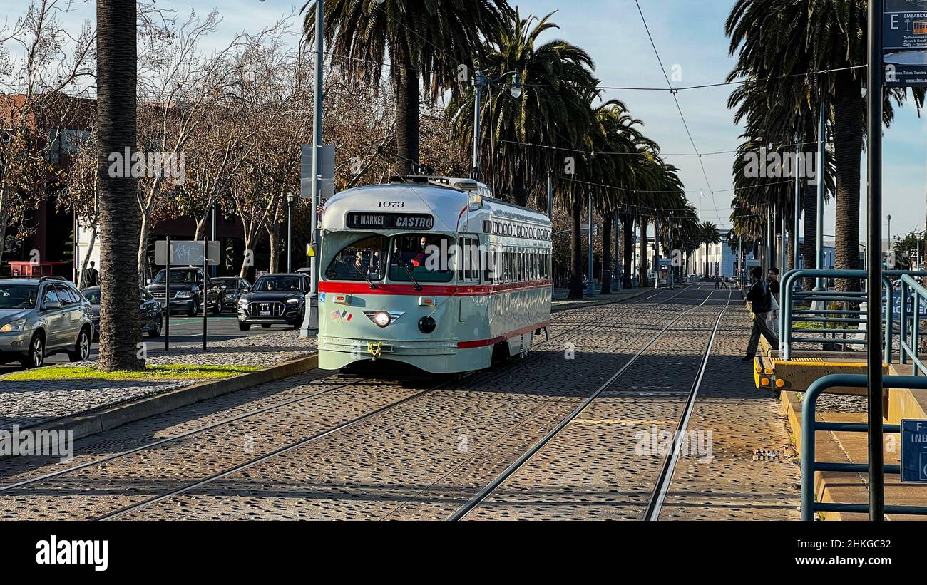 Cable car and trolly in San Francisco, CA Stock Photo Alamy