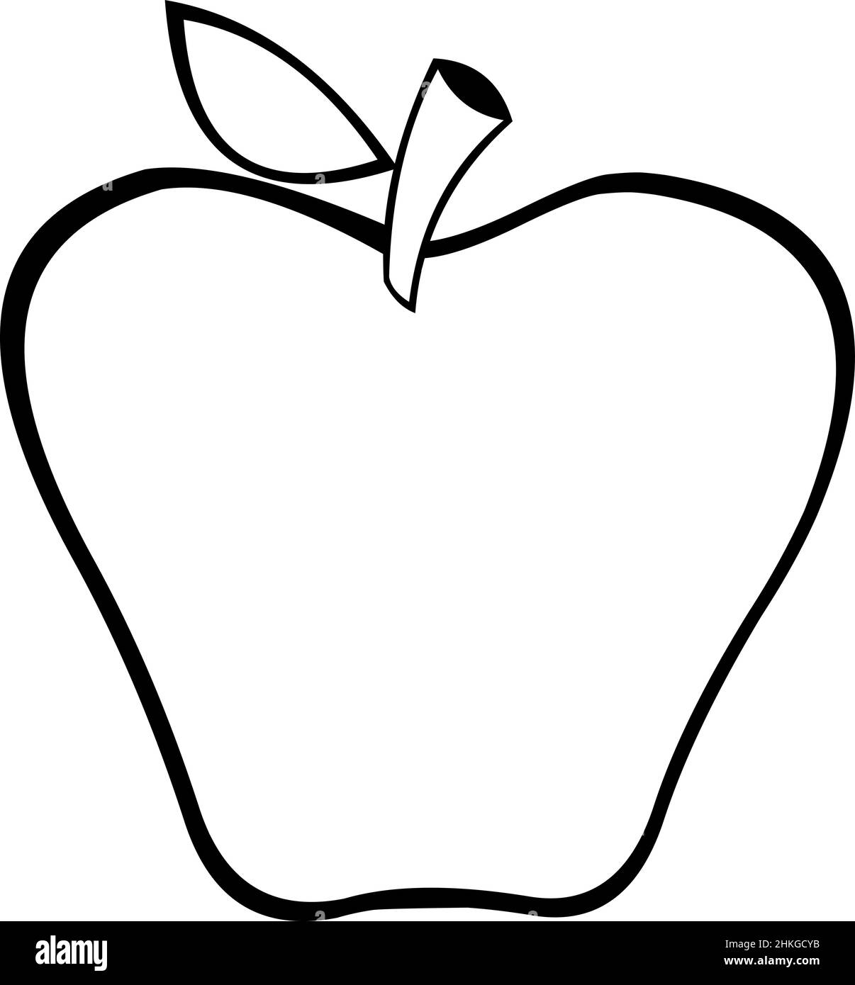 Vector illustration of an apple drawn in black and white Stock Vector
