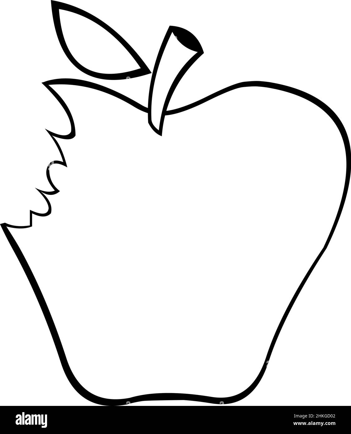 Vector illustration of a bitten apple drawn in black and white Stock Vector
