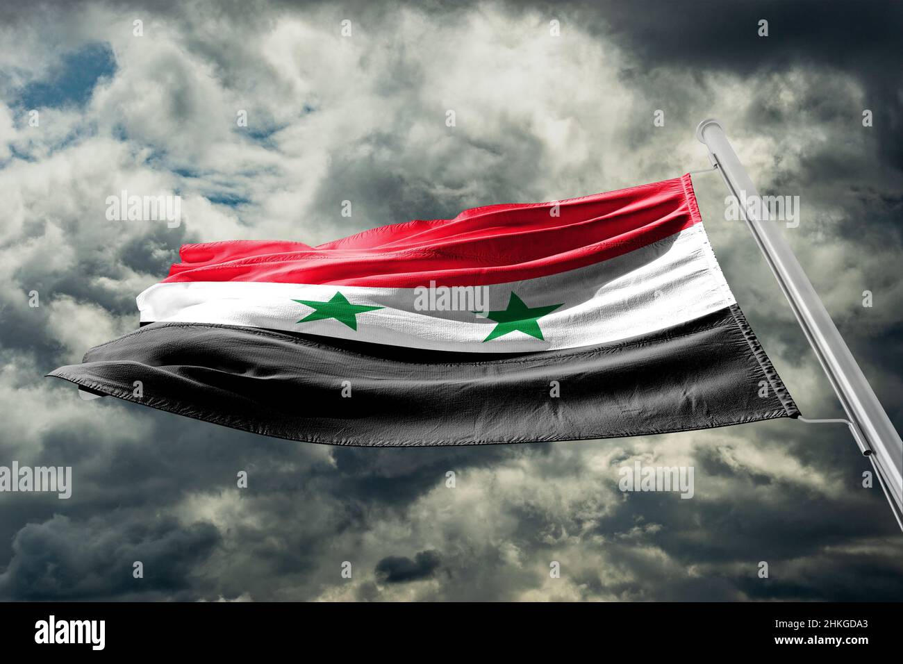 Flag of Syria flag of united arab republic Stock Photo