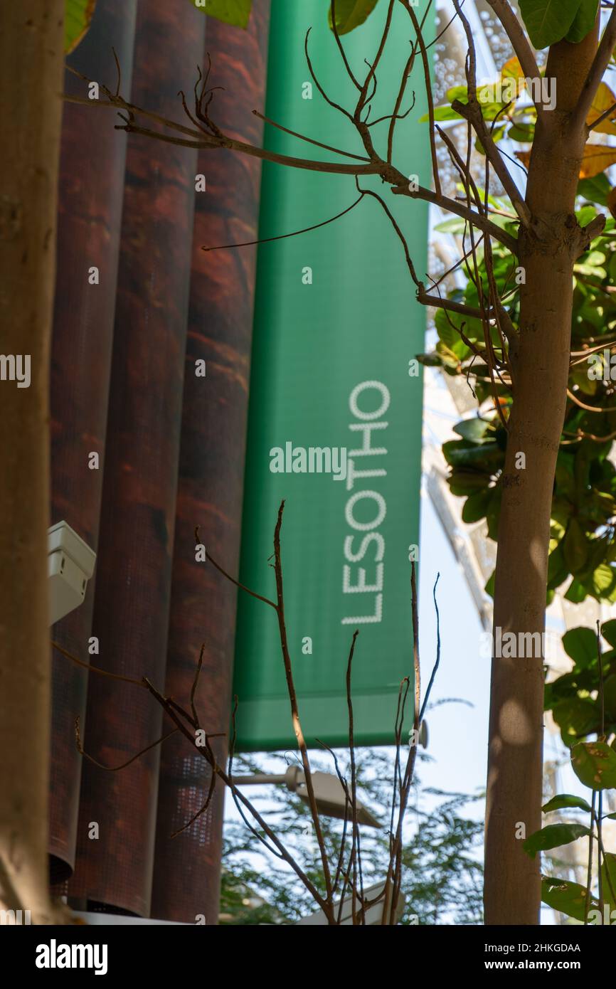 "1.30.2022 - Dubai, UAE - Lesotho Expo 2020 Pavilion sign a global