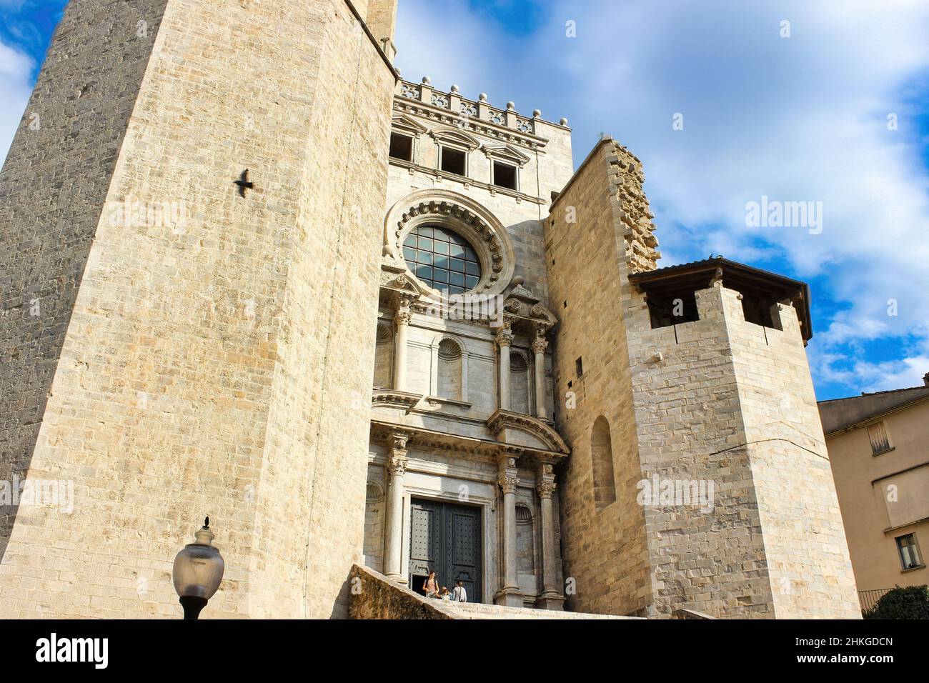 The Collegiate Church of St. Felix (Collegiata de Sant Feliu) is a basilica dedicated to St. Felix in the Spanish city of Girona, Stock Photo