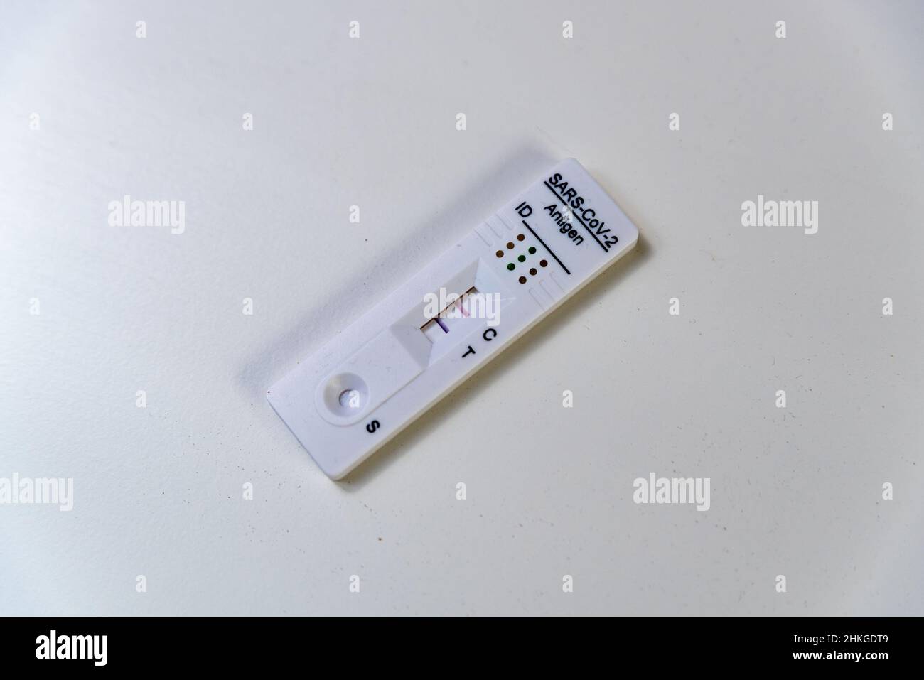 A positive result rapid Covid test, also known as antigen test or