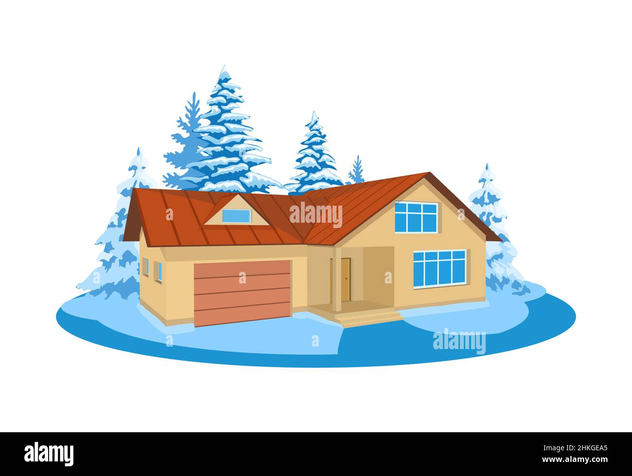 Winter landscape surrounded by trees Stock Vector Images - Alamy