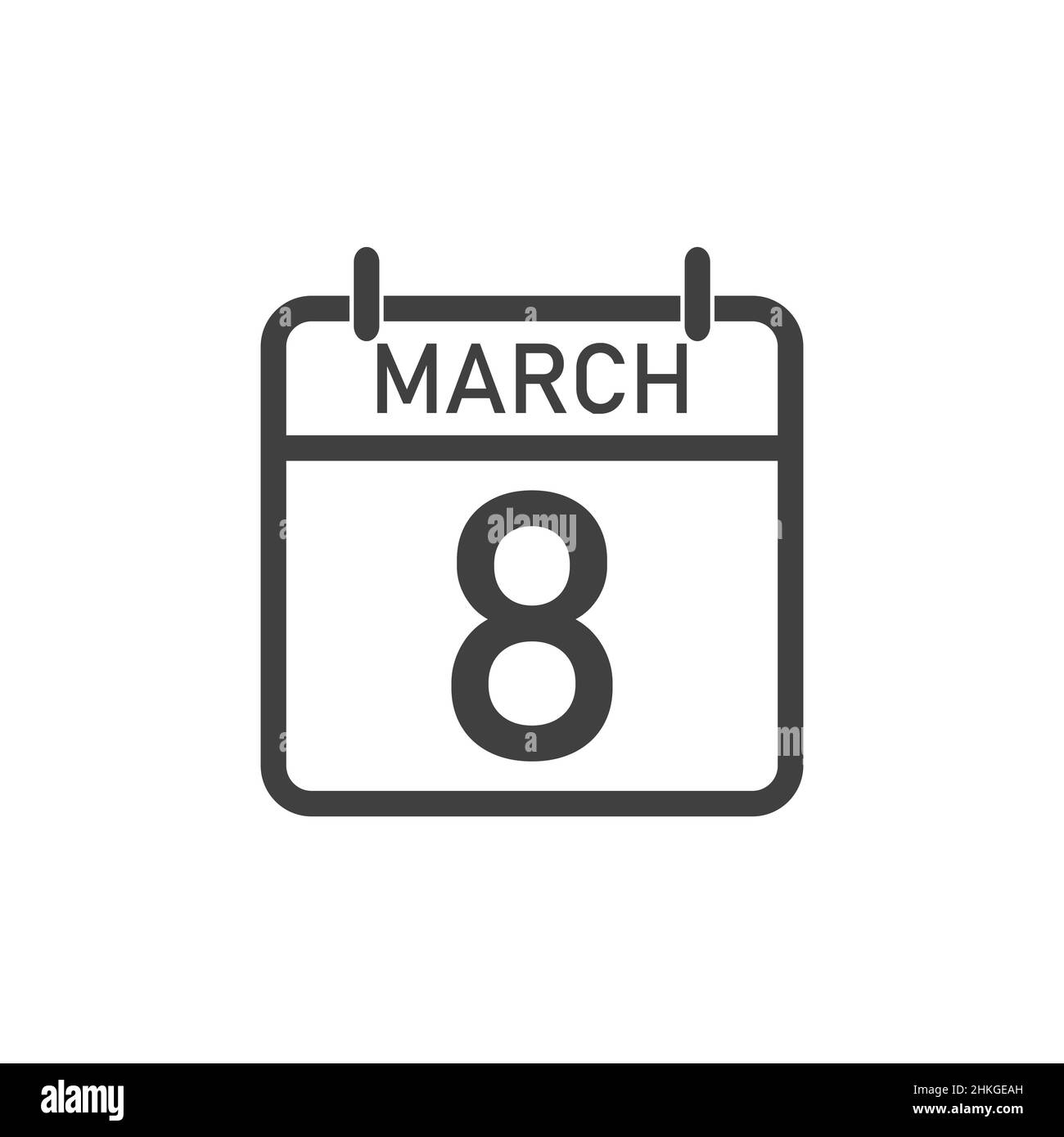 Calendar icon for March 8 March 8 on a white background Stock Vector Calendar icon for March 8 March 8 on a white background Stock Vector