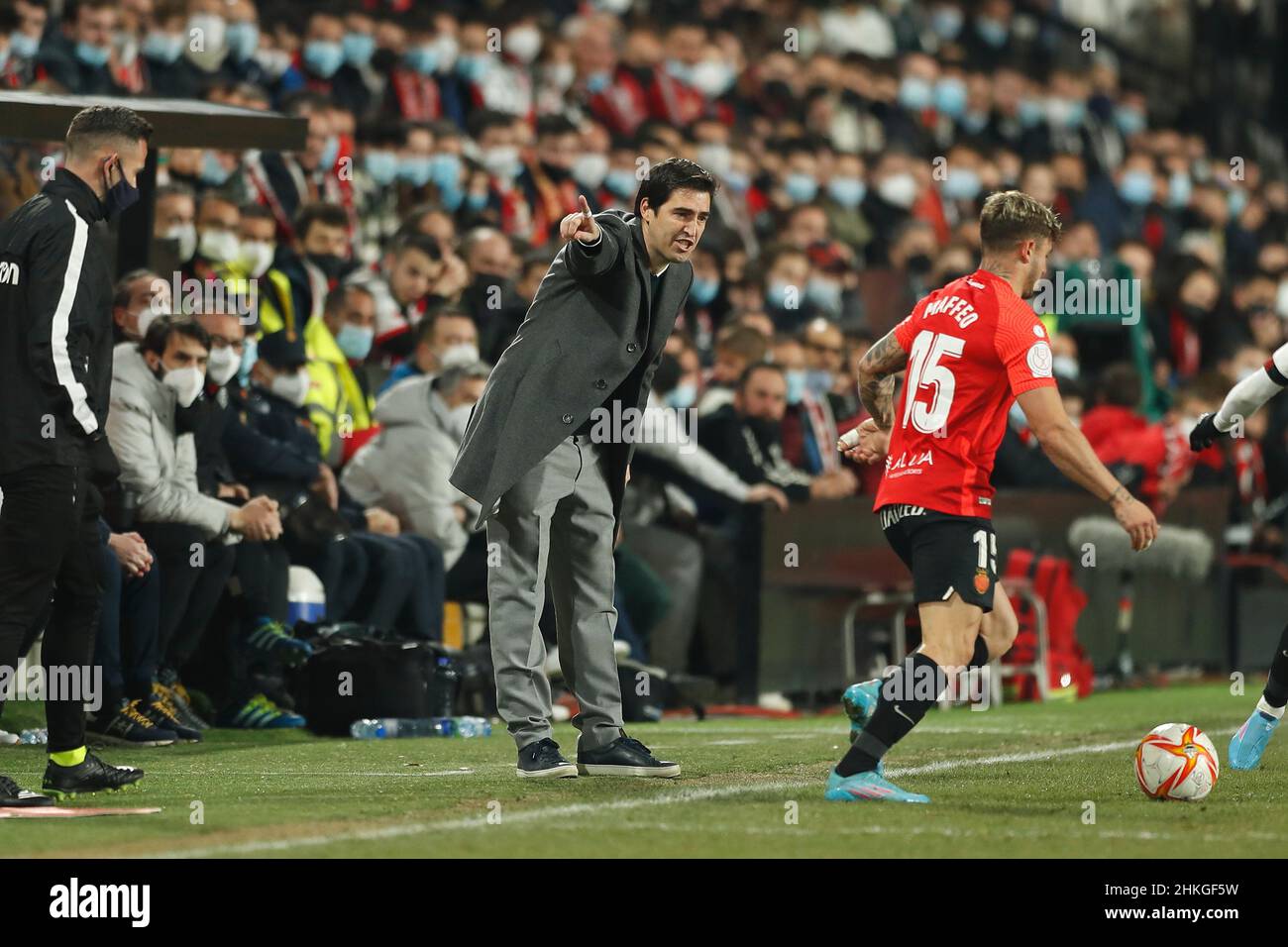 Andoni Iraola (Rayo), FEBRUARY 2, 2022 - Football / Soccer : Spanish 'Copa del Rey' Quarter finals match between Rayo Vallecano 1-0 RCD Mallorca at the Estadio de Vallecas in Madrid, Spain. (Photo by Mutsu Kawamori/AFLO) Stock Photo