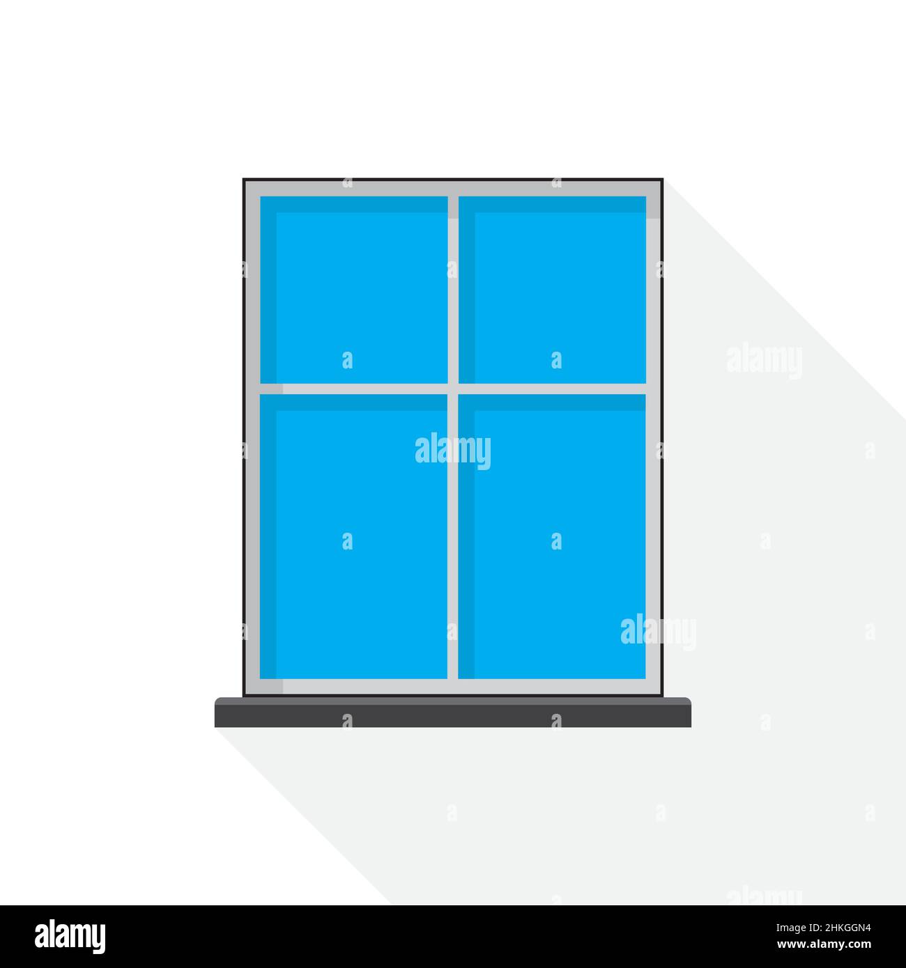 Window icon in flat design. Vector illustration. Window icon with long shadow. Stock Vector