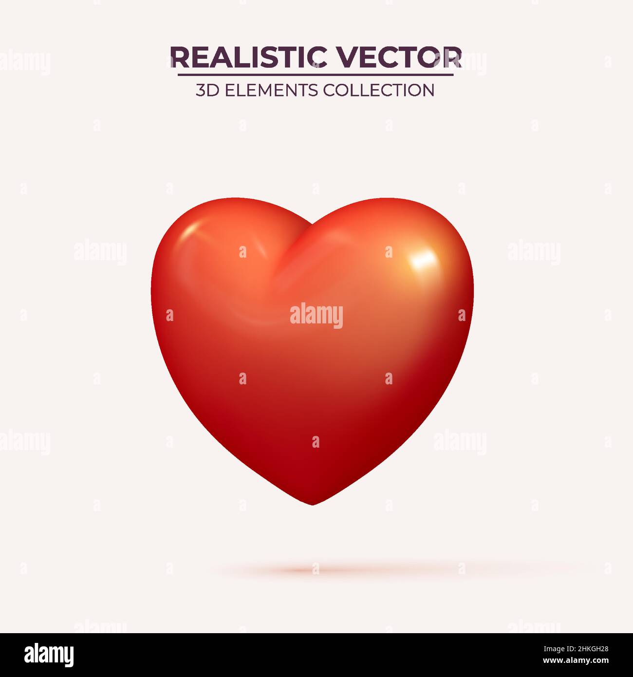 Realistic 3d Red heart. design icon of the heart - love symbol ...