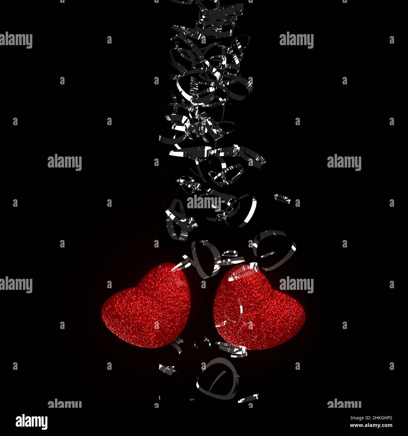 Valentine's Day background with red heart isolated on black Stock Photo ...