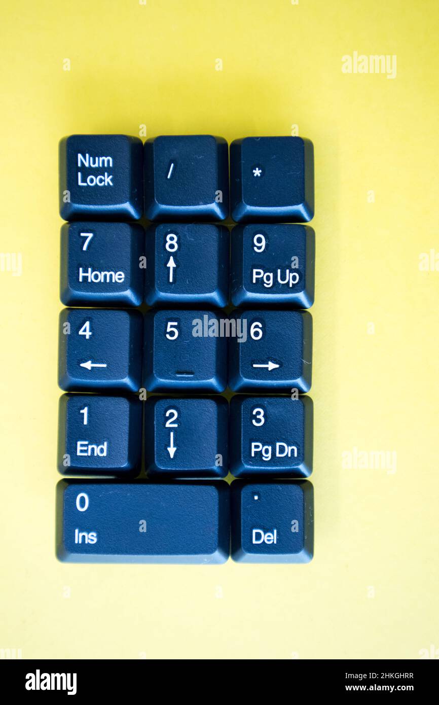 Numeric Keyboard keys placed in a paper in Stock Photo - Alamy