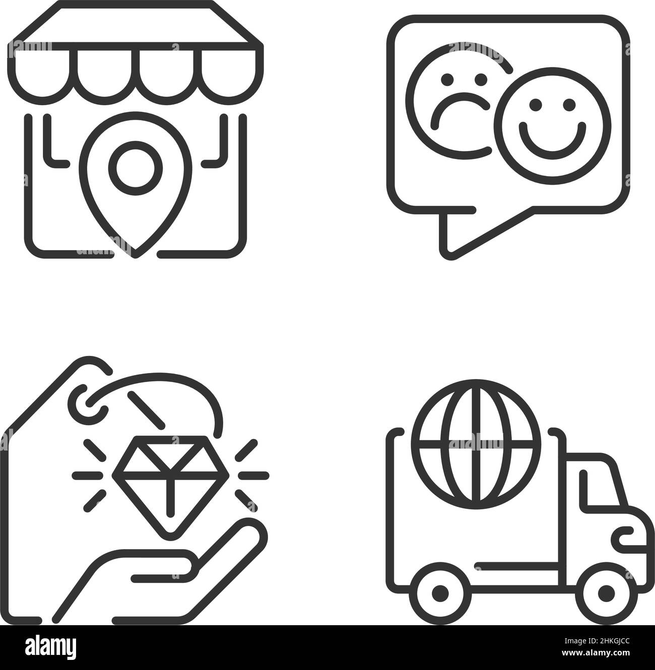 Shopping pixel perfect linear icons set Stock Vector