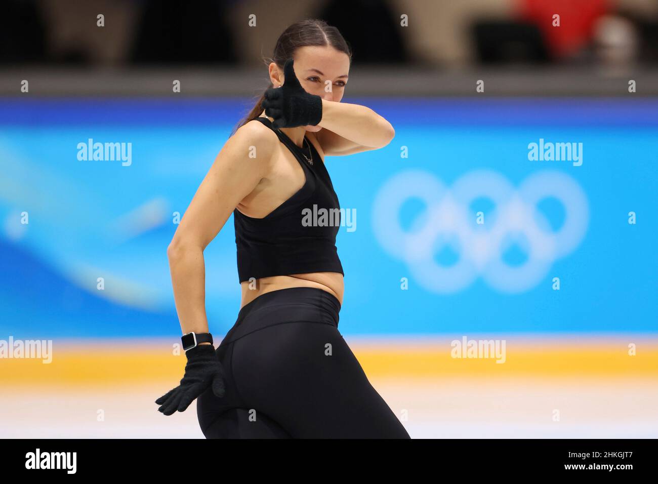 Nicole Schott (GER), Figure Skating, Action, FEBRUARY 3, 2022 - Figure  Skating : Women's practice during the Beijing 2022 Olympic Winter Games at  Capital Indoor Stadium in Beijing, China. 24th Olympic Winter