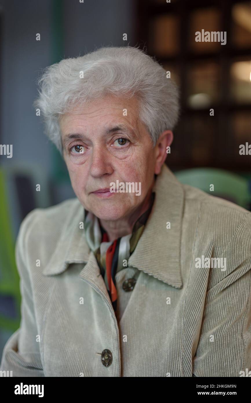 Portrait of senior woman with grey hair Stock Photo