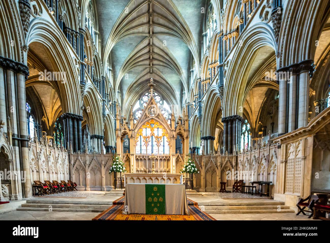 Major woodwork restoration in York Minster Cathedral Stock Photo