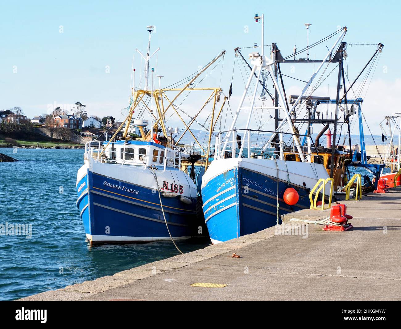 Trawlers berthed in Bangor harbour Stock Photo