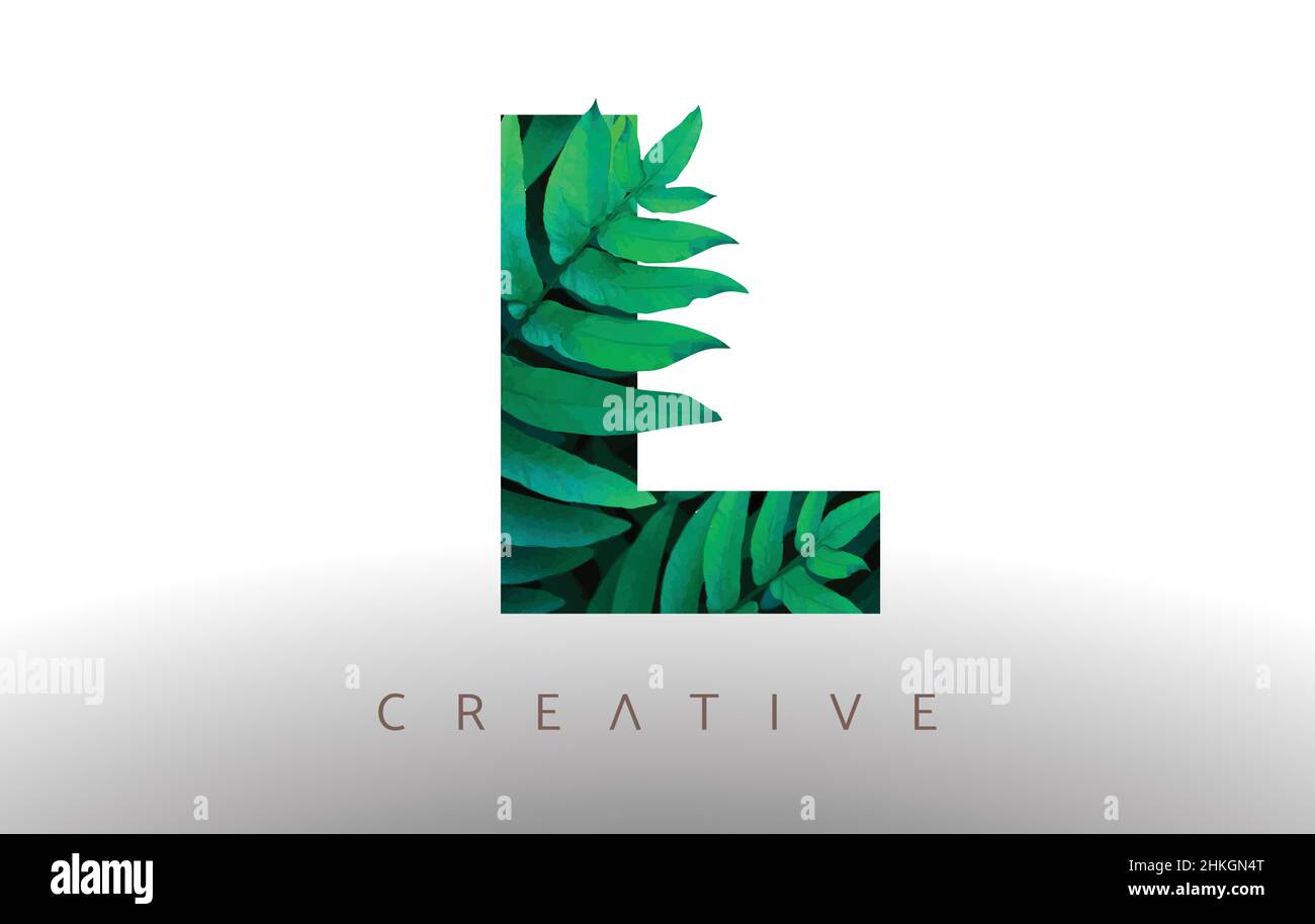 Botanical Green Eco Leaf Letter L Logo Design Icon made from Green ...