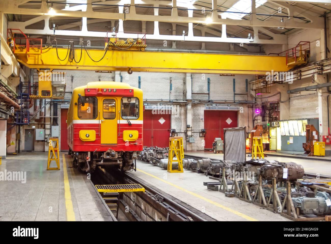 Subway passenger car electric transport in the depot on