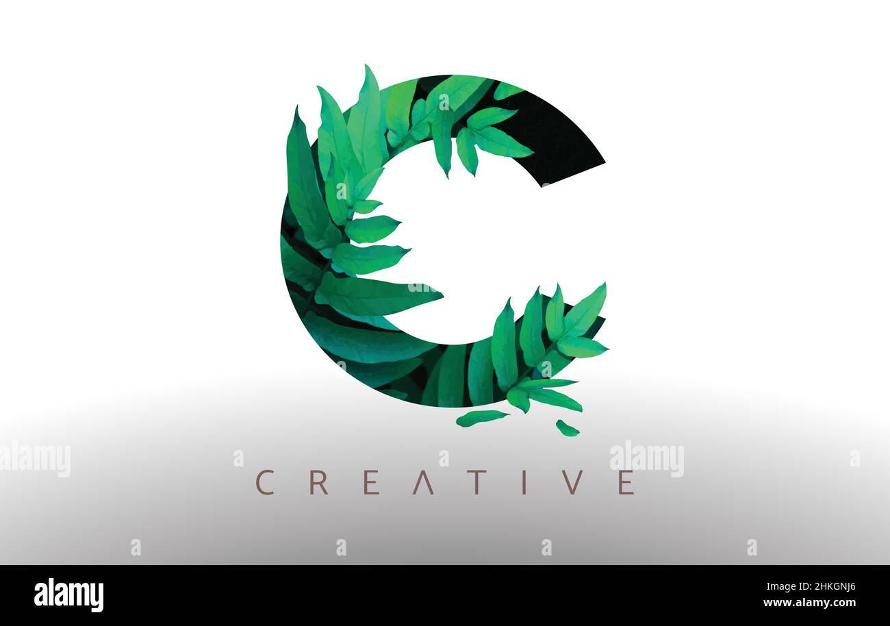 Botanical Green Eco Leaf Letter C Logo Design Icon made from Green ...