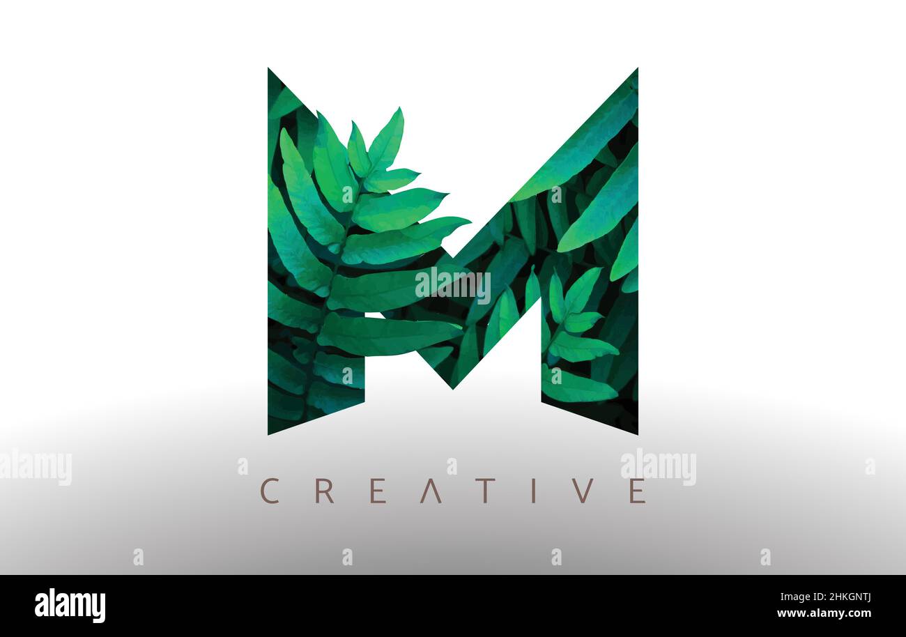 Botanical Green Eco Leaf Letter M Logo Design Icon made from Green ...
