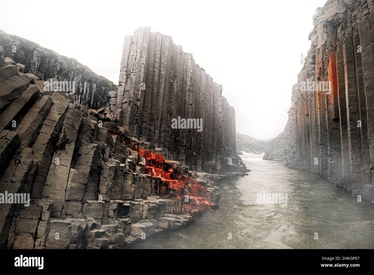 Breathtaking views on Studlagil Canyon. Stock Photo