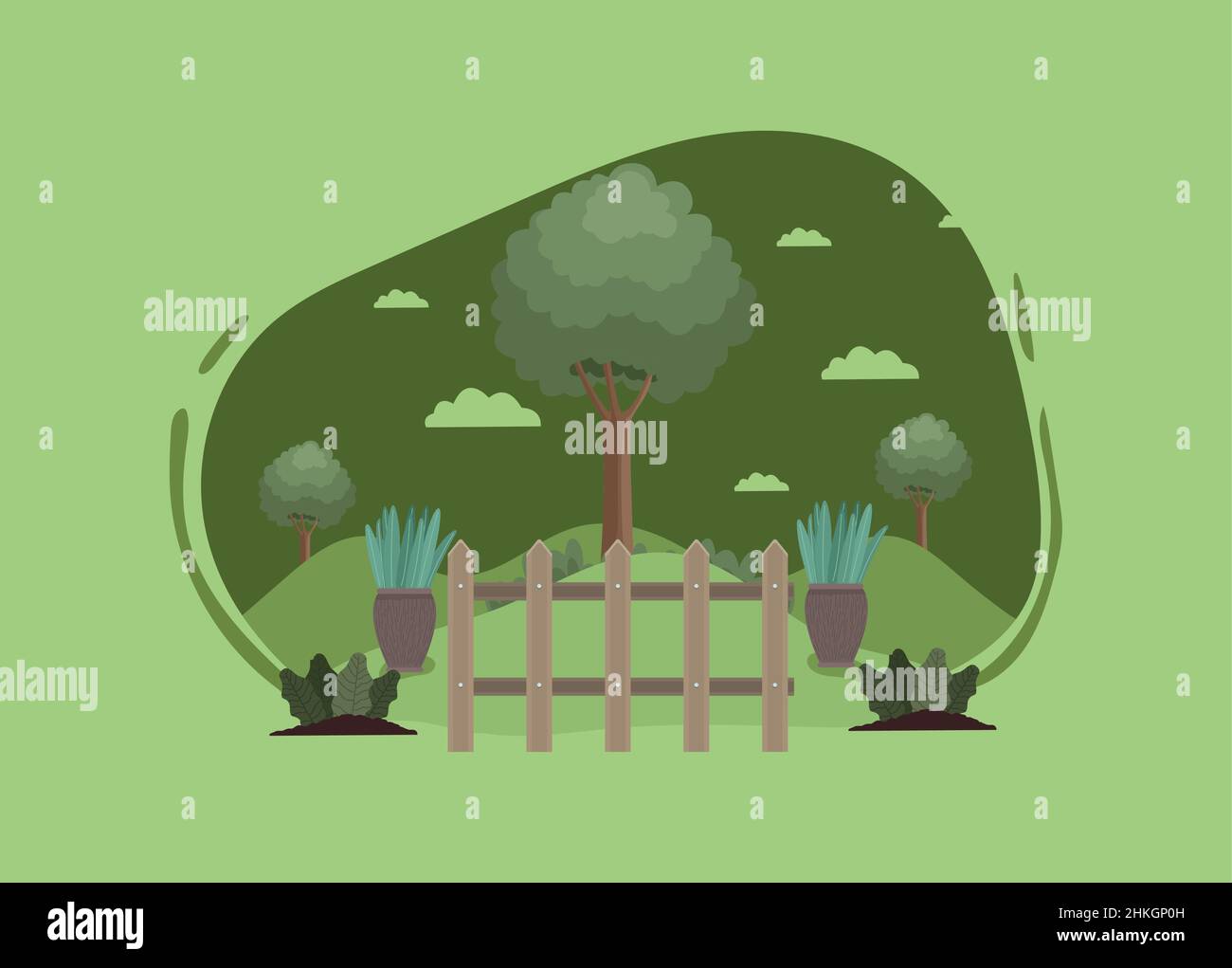 Tree Garden Vector gardening with tree Stock Vector Image & Art - Alamy