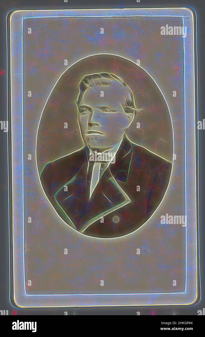 Inspired by Portrait of an unknown man, François Piron, Antwerp, 1874 - 1880, paper, albumen print, height 100 mm × width 62 mm, Reimagined by Artotop. Classic art reinvented with a modern twist. Design of warm cheerful glowing of brightness and light ray radiance. Photography inspired by surrealism and futurism, embracing dynamic energy of modern technology, movement, speed and revolutionize culture Stock Photo