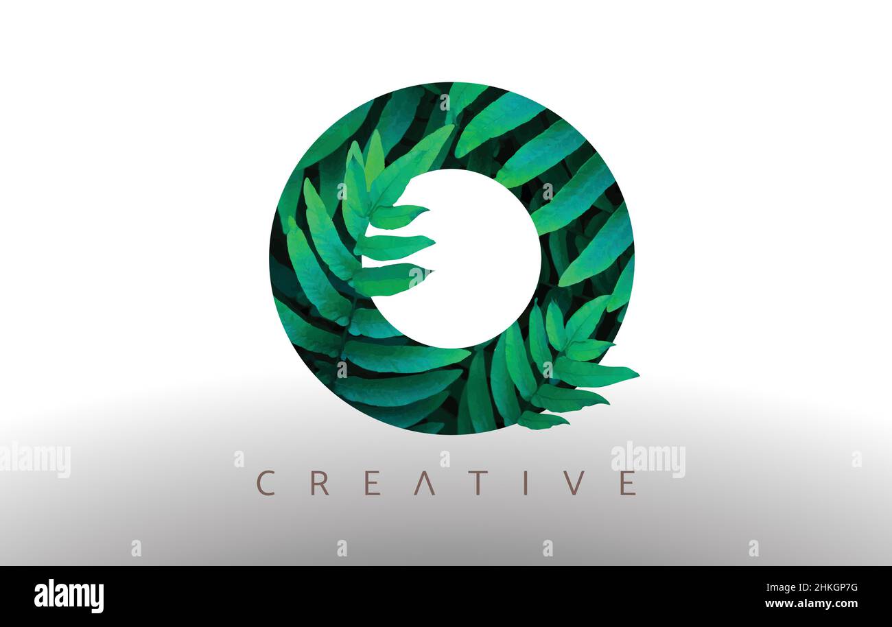 Botanical Green Eco Leaf Letter O Logo Design Icon made from Green ...