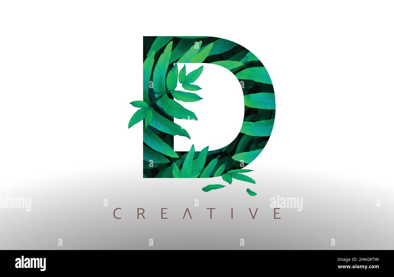 Botanical Green Eco Leaf Letter D Logo Design Icon made from Green ...