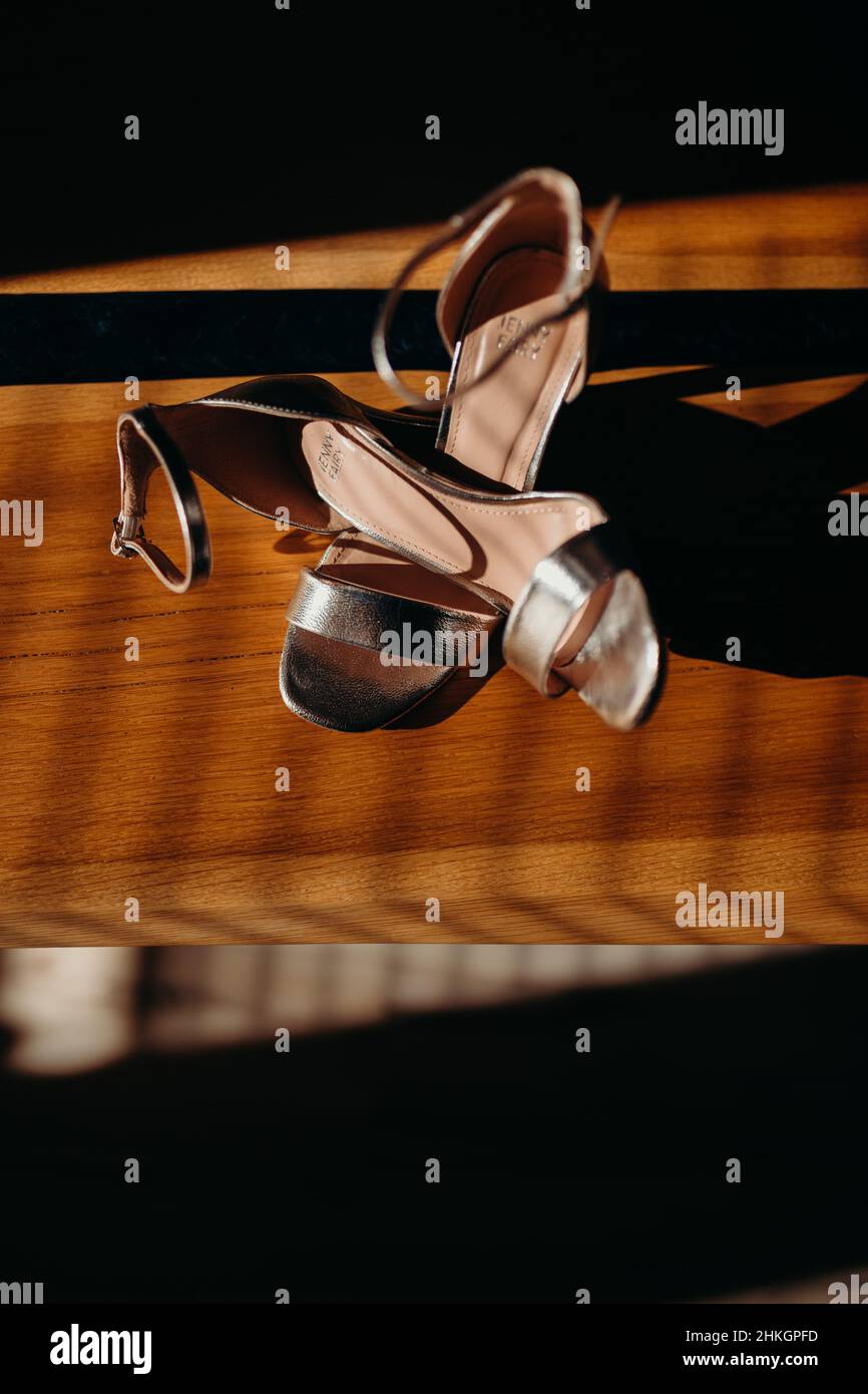 Wedding shoes on the table Stock Photo Alamy