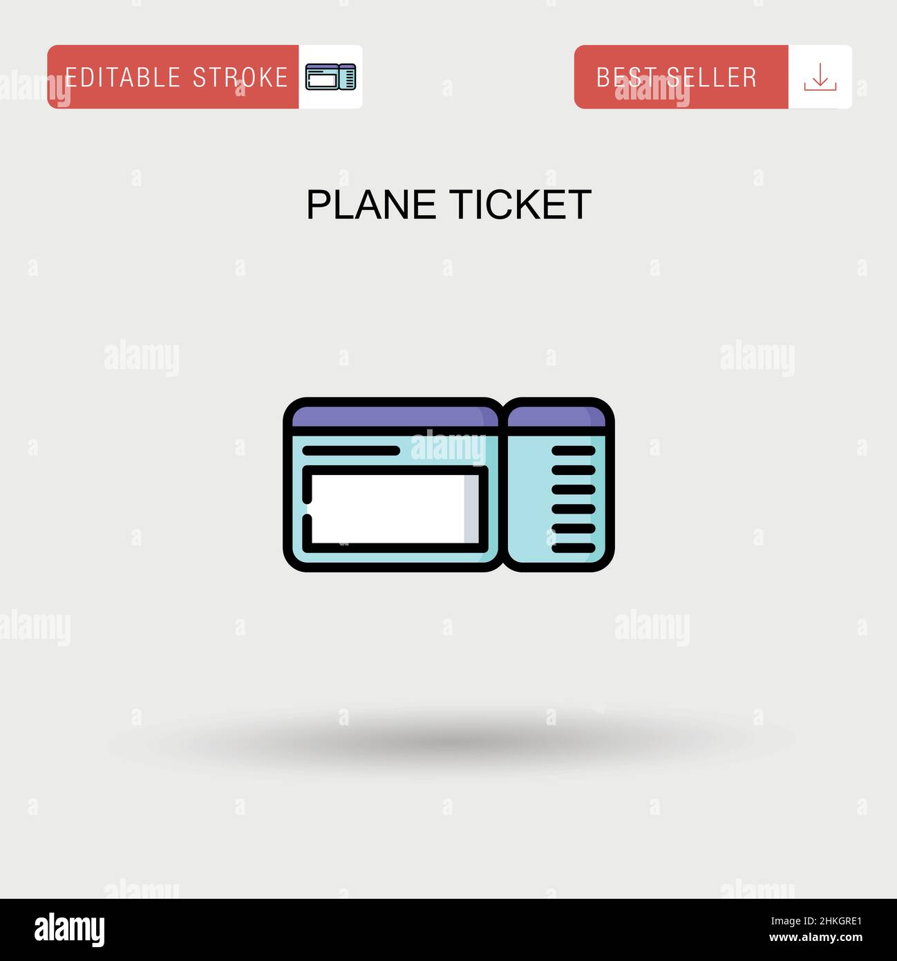Plane ticket Simple vector icon. Stock Vector