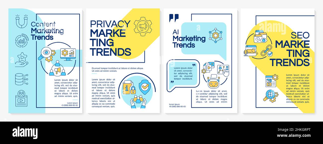 Current marketing trends blue and yellow brochure template Stock Vector ...