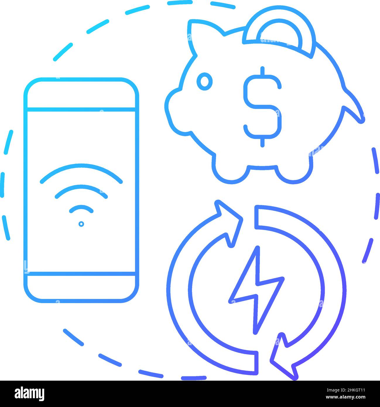 Saving money and time blue gradient concept icon Stock Vector