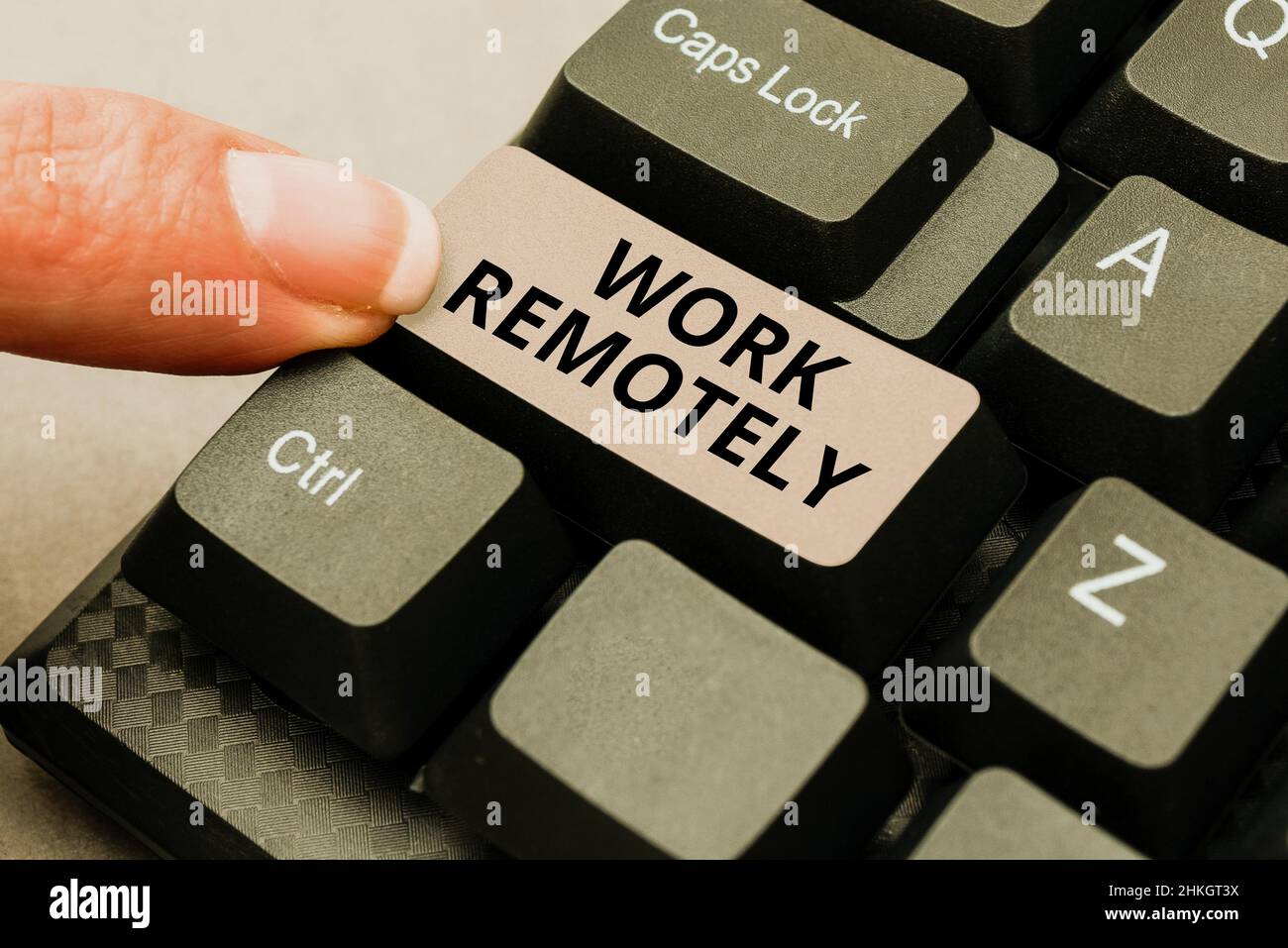 Writing displaying text Work Remotely. Concept meaning Work Remotely