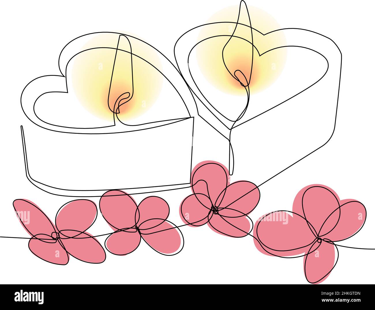 Romantic atmosphere candles with a flowers Stock Vector