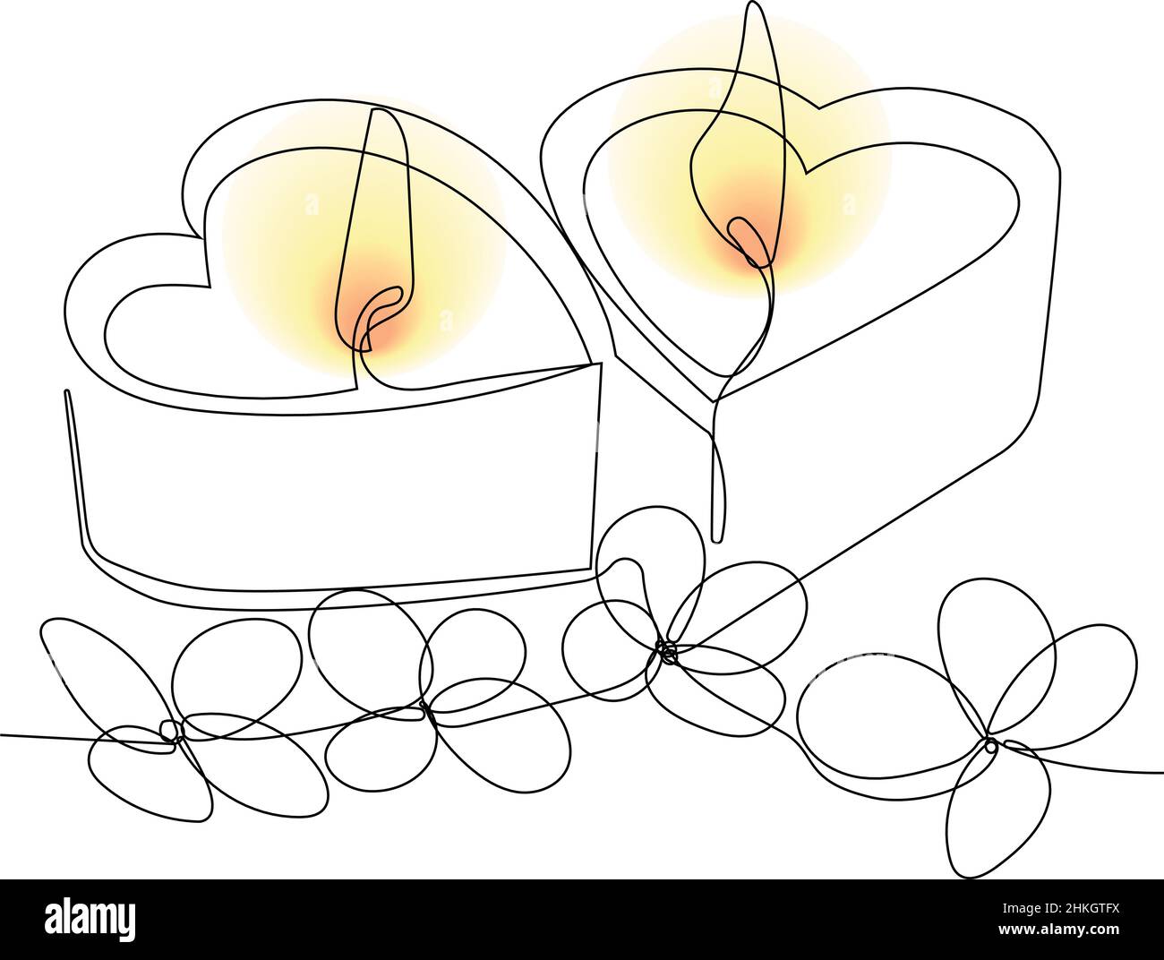 Romantic atmosphere candles with a flowers Stock Vector