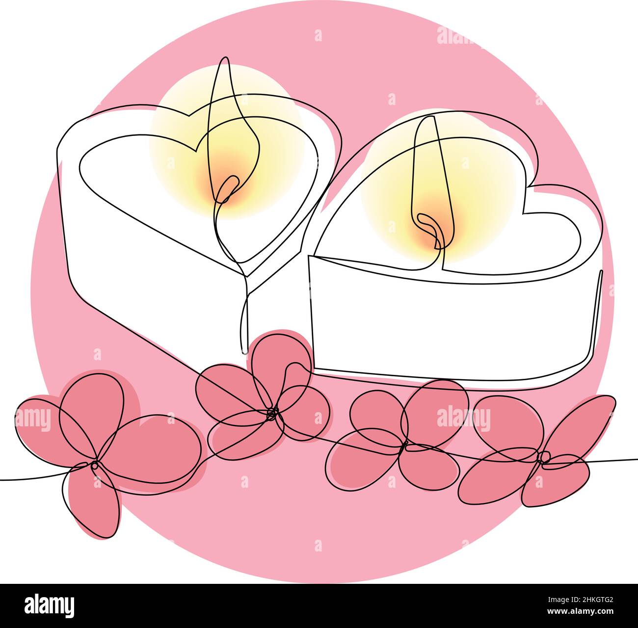Romantic atmosphere candles with a flowers Stock Vector