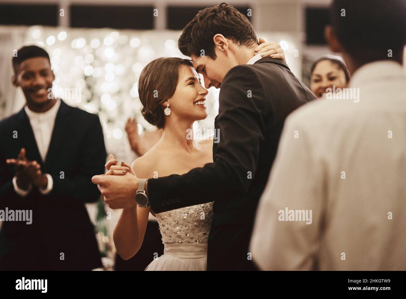 The first dance was my favorite part of the evening Stock Photo