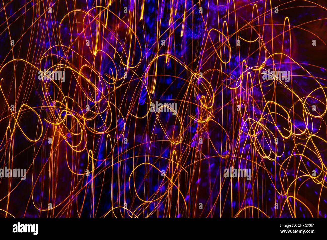 colorful streaks designs ights special effect background created by long time exposure and intentional camera movement creating motion horizontal Stock Photo