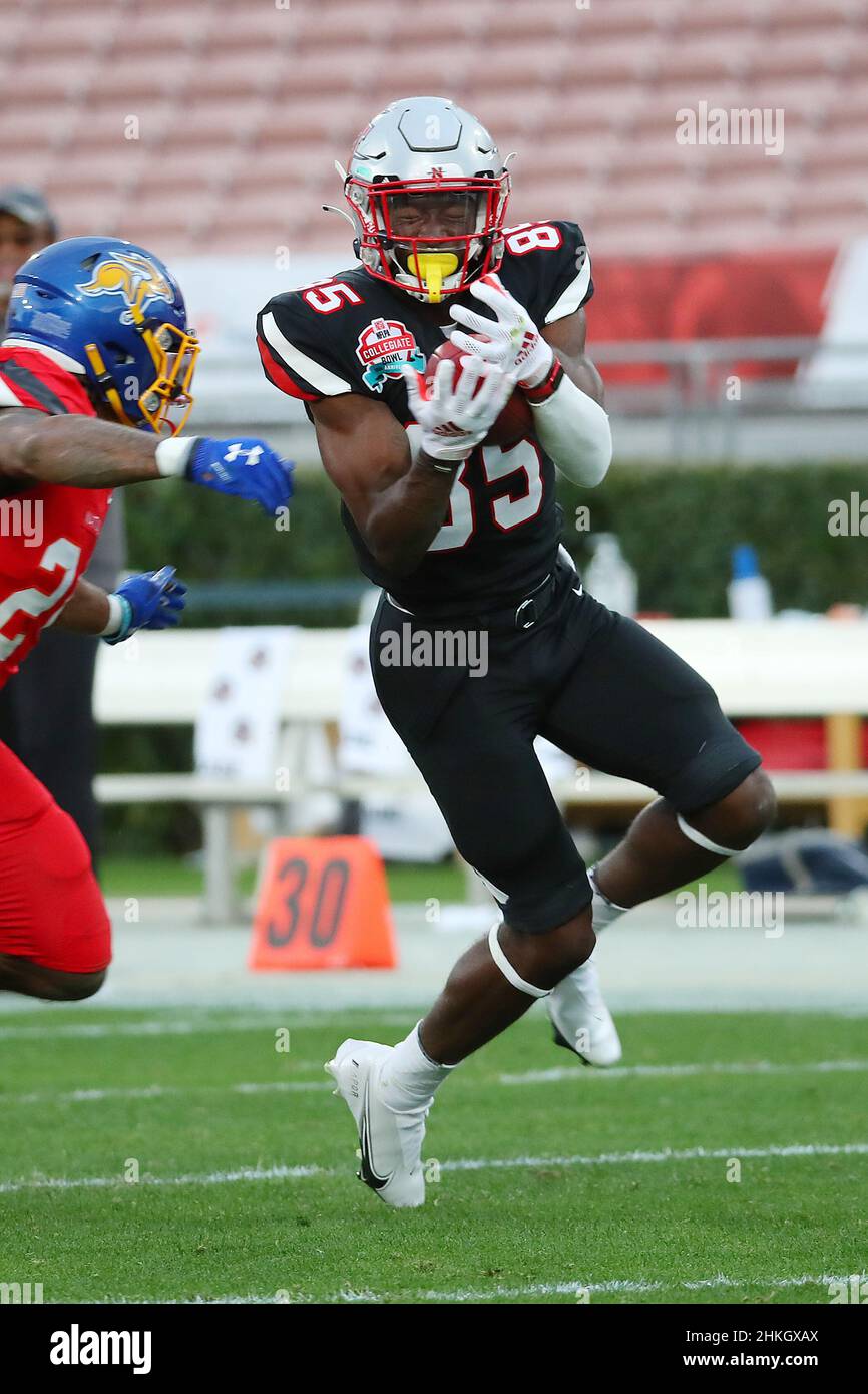 American Team wide receiver Dai’Jean Dixon (85) of Nicholls State catches a pass during the NFLPA Collegiate Bowl college football game against the Na Stock Photo