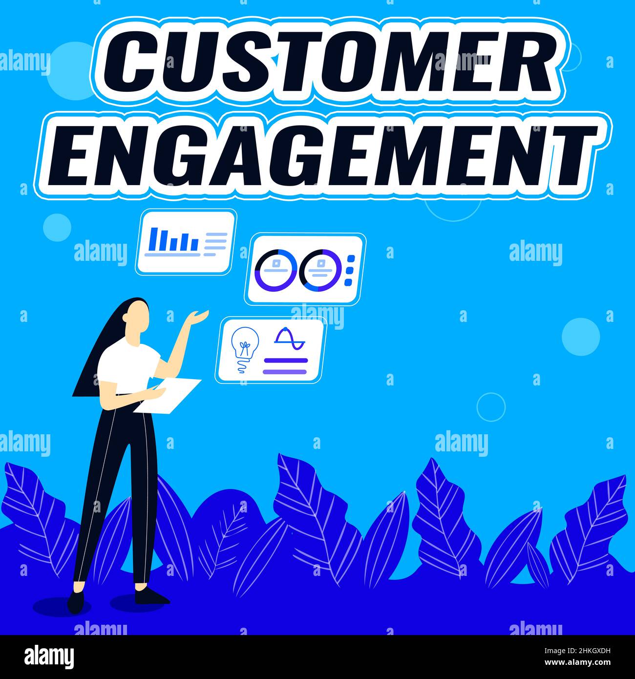 Handwriting text Customer Engagement. Concept meaning the emotional  connection between a customer and a brand Illustration Of Girl Sharing  Ideas For Stock Photo - Alamy