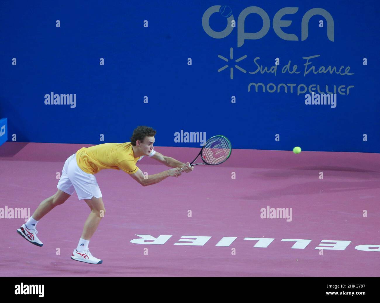 Luca Van Assche of France during the doubles quarter-finals at Open Sud de, France
